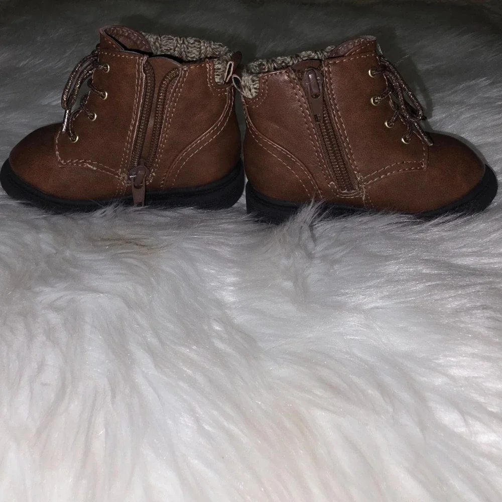 Wonder Nation Toddler Boots Size 4 Brown Ankle Zip Lace Up 1GWN40FF008